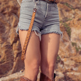 Studded Leather Belt Ava Wanted Chestnut