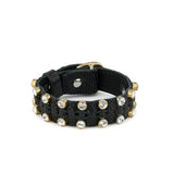 Bracciale In Cuoio Con Strass Aura Lizard-print Black