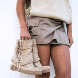 Wedge Moccasin Boots Mimi Silverstone Corda