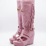 Leather Boot Sandals Giada Silverstone Rosa