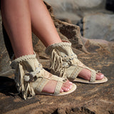 Leather Boot Sandals Horizon Silverstone Beige