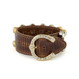 Bracciale In Cuoio Con Strass Lux Lizard-print Brown