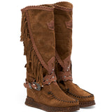 Wedge Moccasin Boots Jade Crocus Cigar