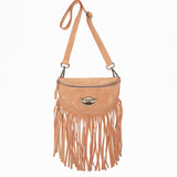 Fringed Leather Bag Jenny Silverstone Apricot