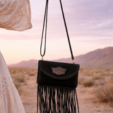 🎁 Fringed Leather Bag Lara Silverstone Carbon (100% off)