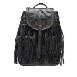 Fringed Leather Backpack Mermaid Wanted Onyx