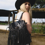 Fringed Leather Backpack Mermaid Wanted Onyx