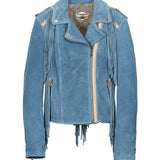Fringed Leather Jacket River Silverstone Sky