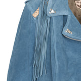Fringed Leather Jacket River Silverstone Sky