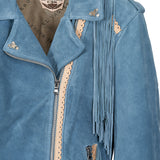 Fringed Leather Jacket River Silverstone Sky