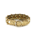 Bracciale In Cuoio Con Strass Aura Phyton-print Gold