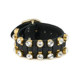 Bracciale In Cuoio Con Strass Lux Lizard-print Black