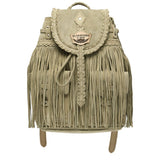 Zaino In Pelle Con Frange Mermaid Silverstone Olive