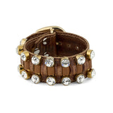 Bracciale In Cuoio Con Strass Lux Lizard-print Brown