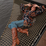 Cardigan In Lana Vergine Renee Ethnic Blue