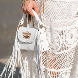 Fringed Leather Bag Daria Optical White