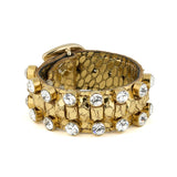 Bracciale In Cuoio Con Strass Lux Phyton-print Gold