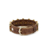 Bracciale In Cuoio Con Strass Aura Lizard-print Brown