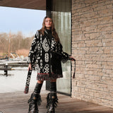 Virgin Wool Cardigan Renee Ethnic Black