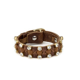 Bracciale In Cuoio Con Strass Aura Lizard-print Brown