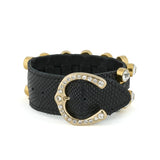 Bracciale In Cuoio Con Strass Lux Lizard-print Black