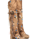 Stivale Indianino Con Zeppa Coleen Silverstone Apricot Limited